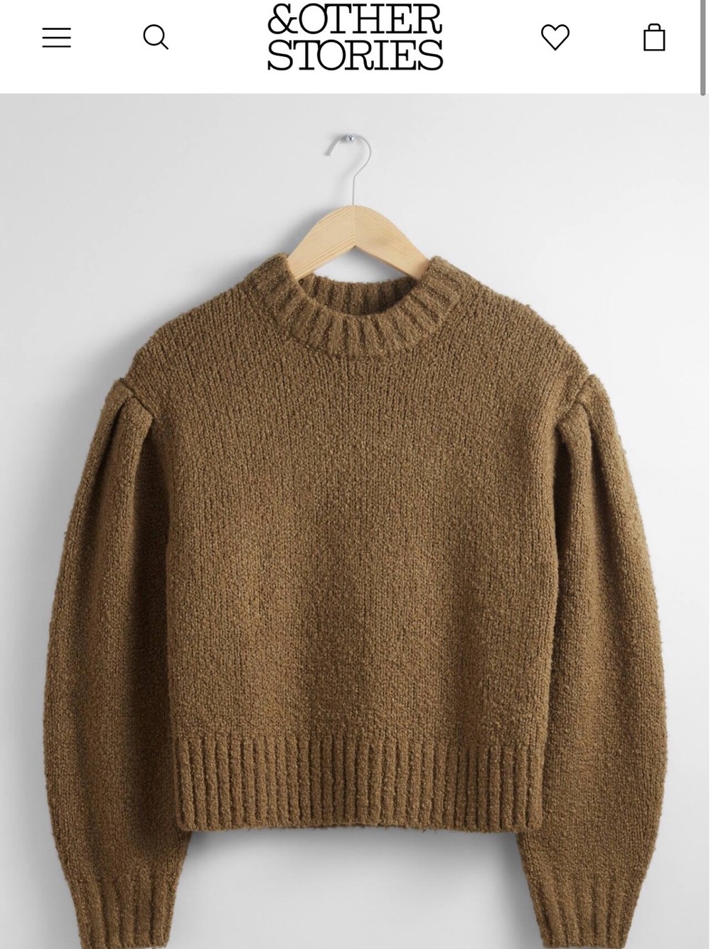 & Other Stories Puff-Sleeve Crewneck Sweater